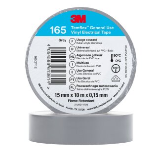 3M PVC Elektro-Isolierband 165GY1E Temflex165 grau 15mm x10m