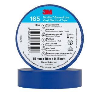 3M PVC Elektro-Isolierband 165BL1E Temflex165 blau 15mm x10m