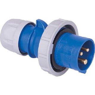 PCE CEE-Stecker Shark wasserdicht mit Verschraubung 16A IP67 230V  blau/grau Typ:0132